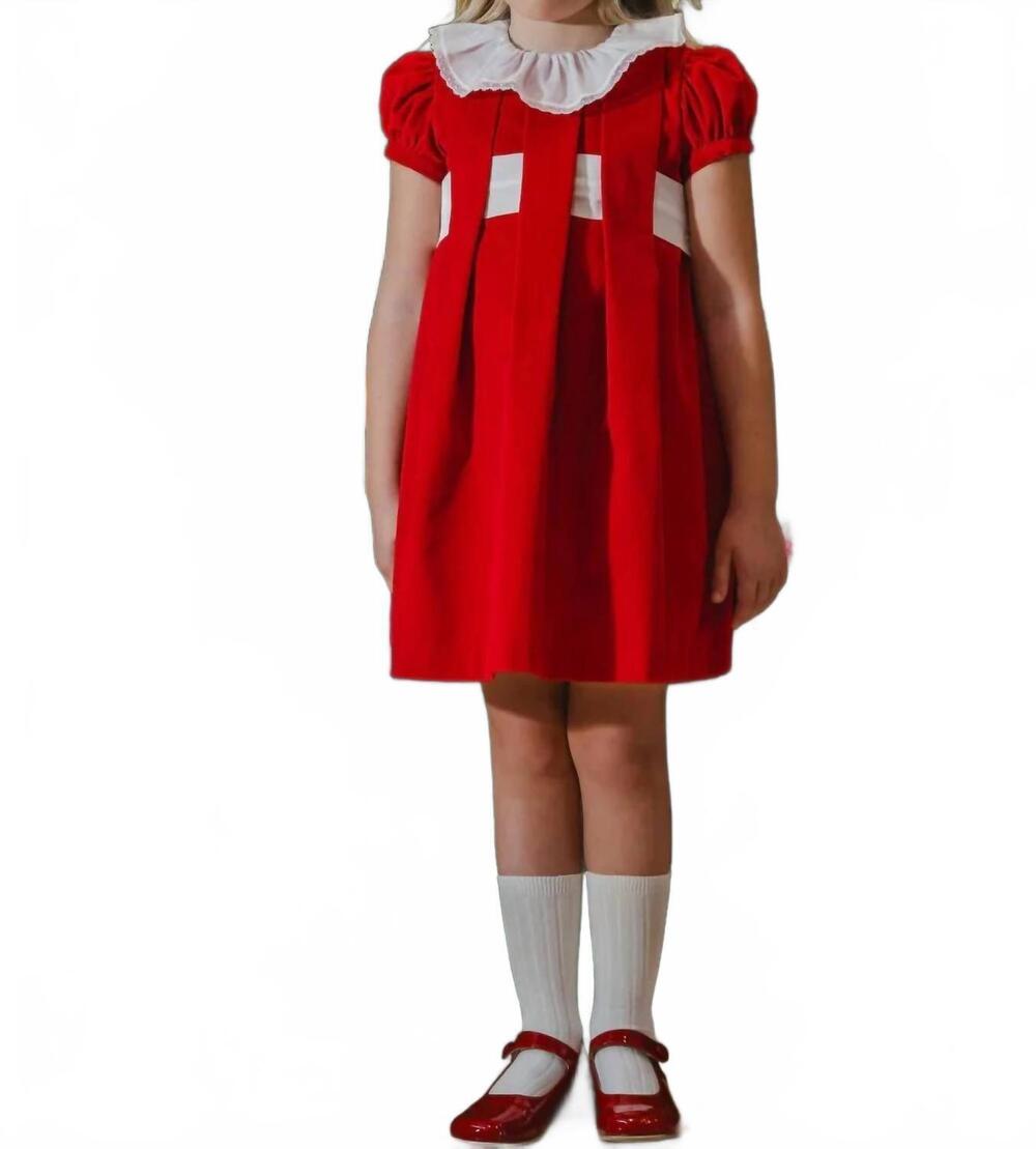 NEW SAL & PIMENTA kid's velvet mini dress in red